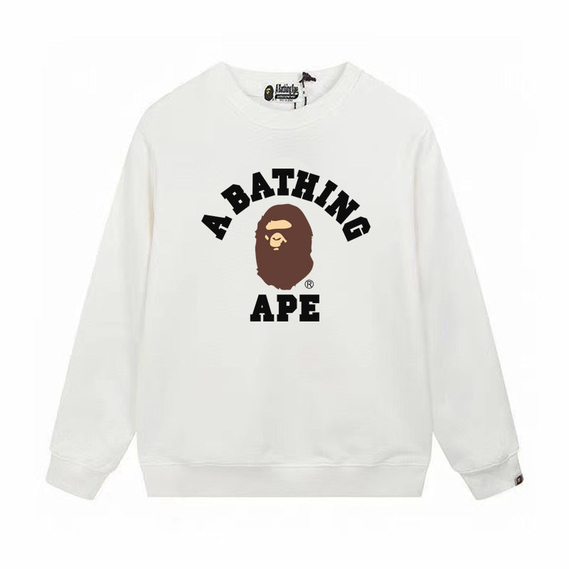 GMabcd Terry Sweatshirt for Men, Autumn and Winter Long Sleeve Letter Print Loose Round Neck Pullover Casual Top Trendy
