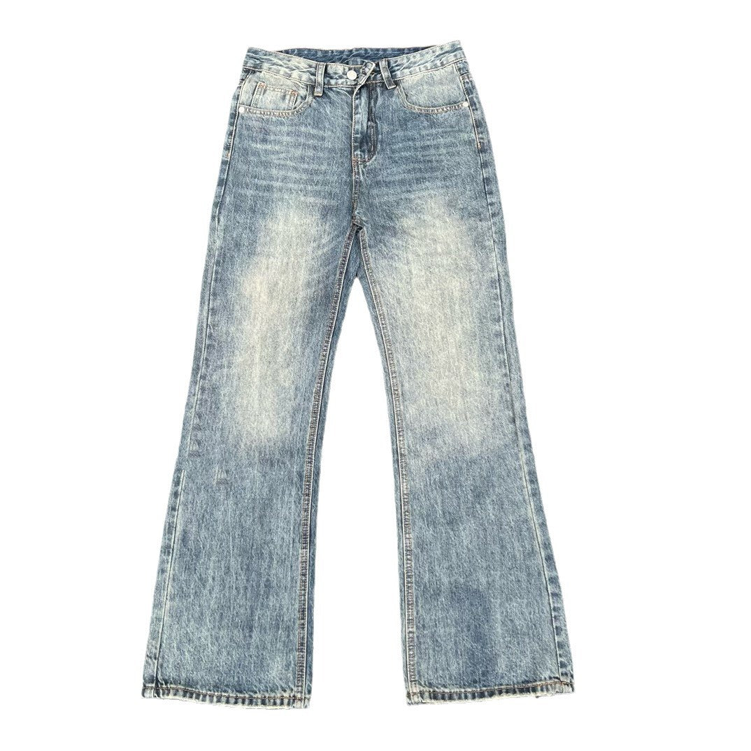 FEAR OF GQD Double Line Blue Heavy Washed Jeans High Street Couple Men and Women Jeans