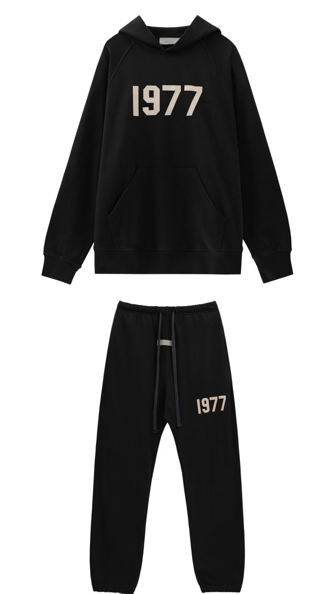 2025 New FOG 1977 Flocked Print Digital High Street European and American Style Sweatshirt Loose Casual Pants Unisex Set
