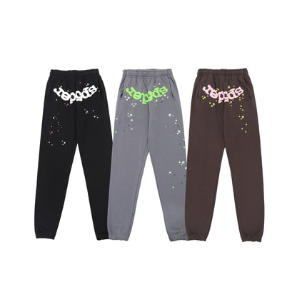 Sp55der High Quality Spider Web Foam Letter Loose Men's and Women's Suits Pants