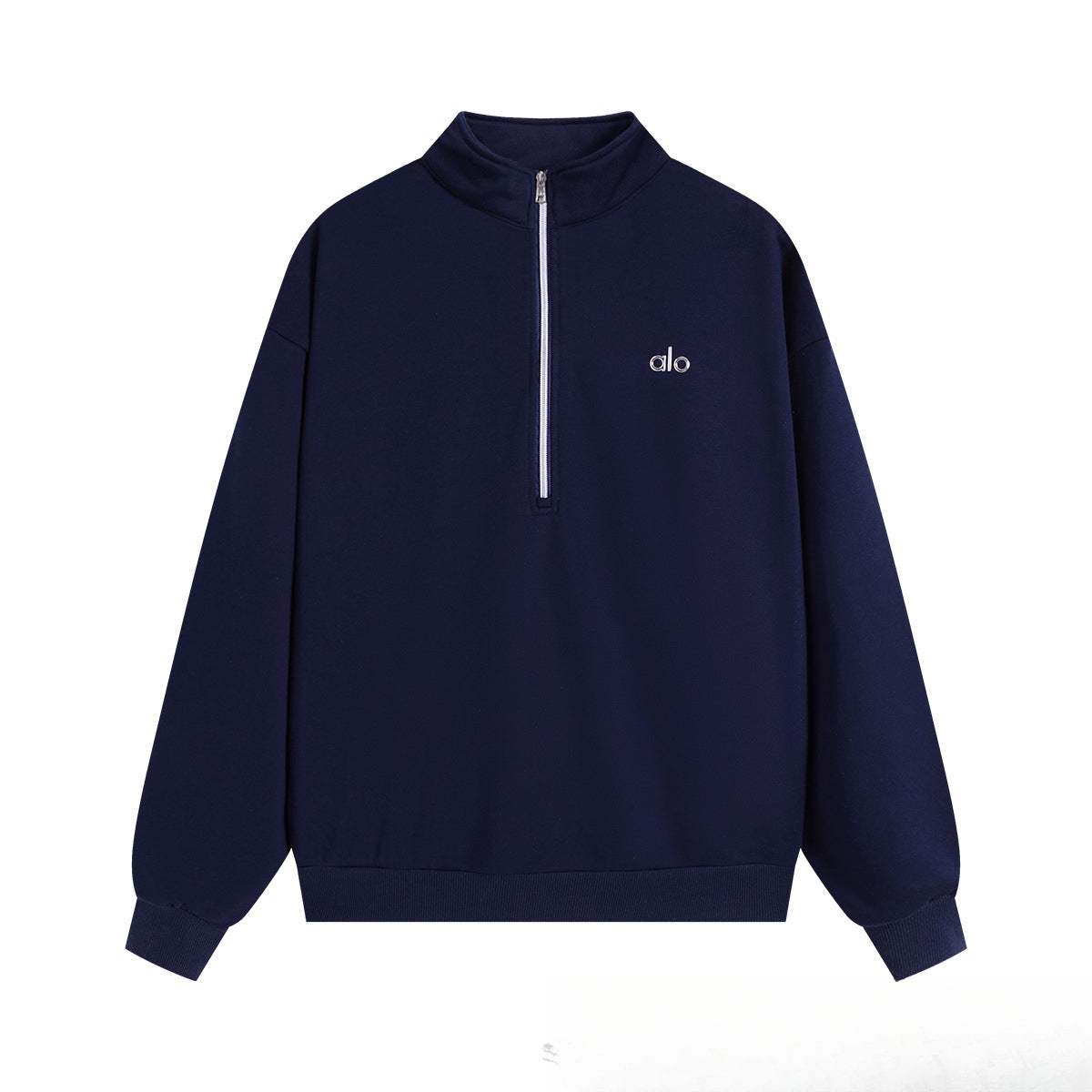 A-L-O Half-Zip Sweatshirt for Women, Autumn and Winter Loose Stand Collar Slimming Jacket, Casual Sports Top