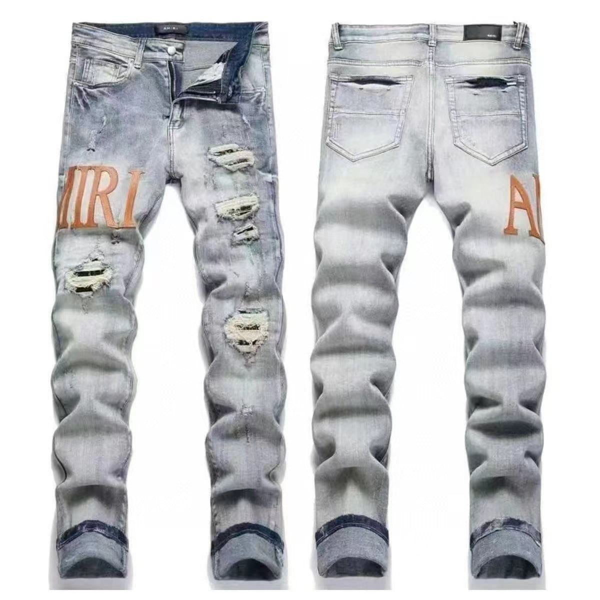 GMAM Heavy Craft Washed Distressed High Street Embroidered Unisex Jeans
