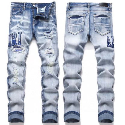 GMAM Heavy Craft Washed Distressed High Street Embroidered Unisex Jeans