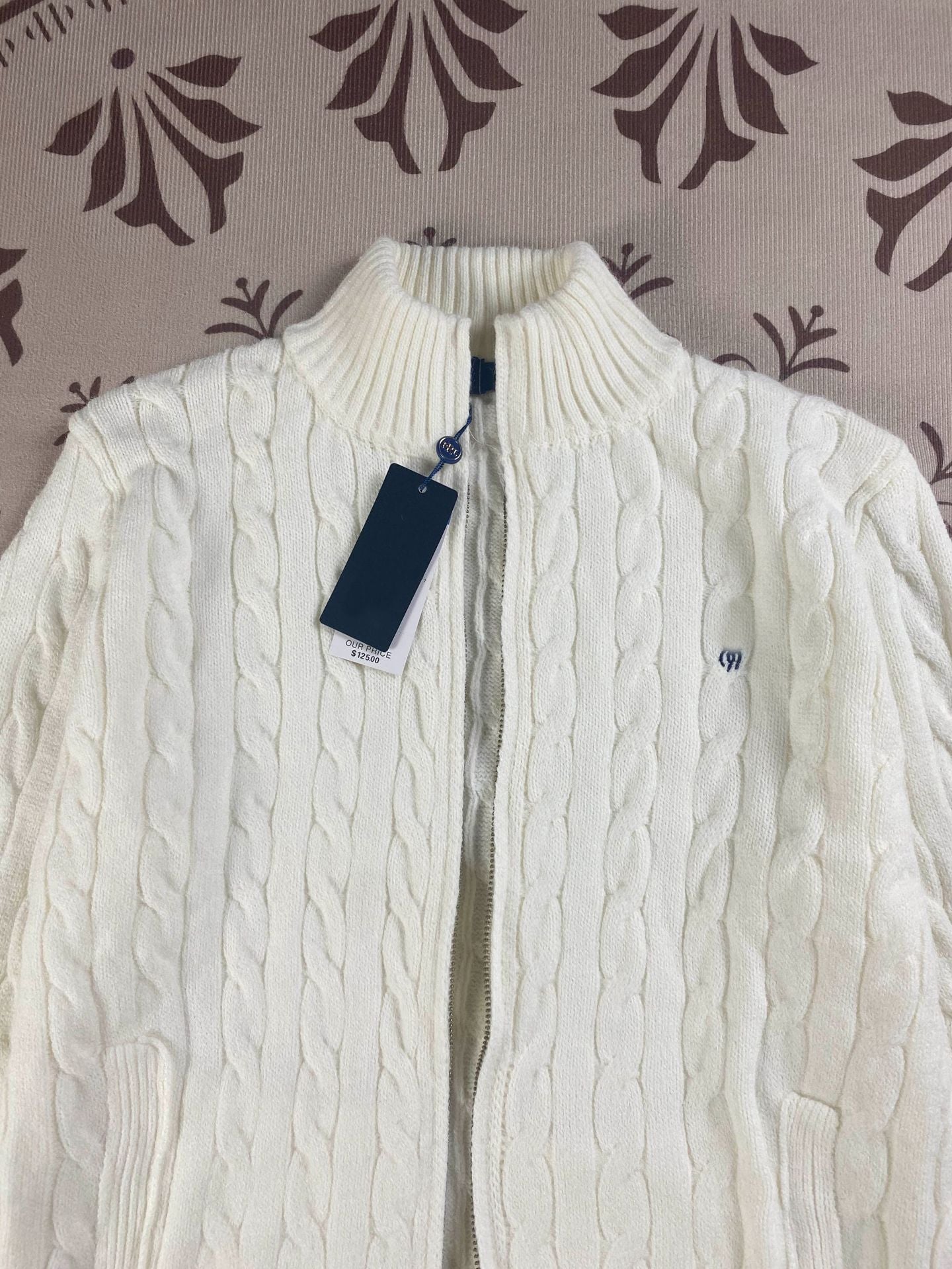 RL Raff Pony Label Autumn Winter Warm Cable Knit Zipper Sweater Cardigan Women Embroidered Cable Cardigan Men