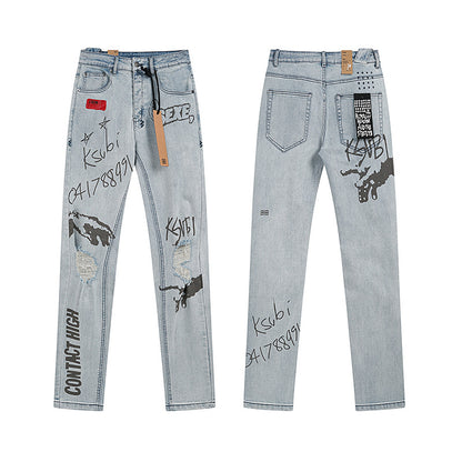 GMabcd Trendy KSUBI Men's Pants Casual Slim Fit Skinny Jeans Stretch Denim Pants