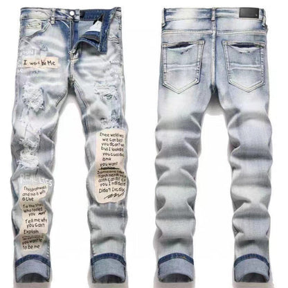 GMAM Heavy Craft Washed Distressed High Street Embroidered Unisex Jeans