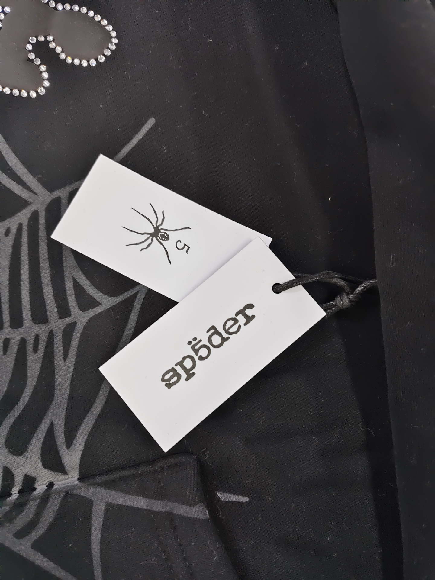 Trendy Brand Hoodie Casual Jacket Letter Black Strap Rhinestone Zipper Sp5-der Sweatshirt Men