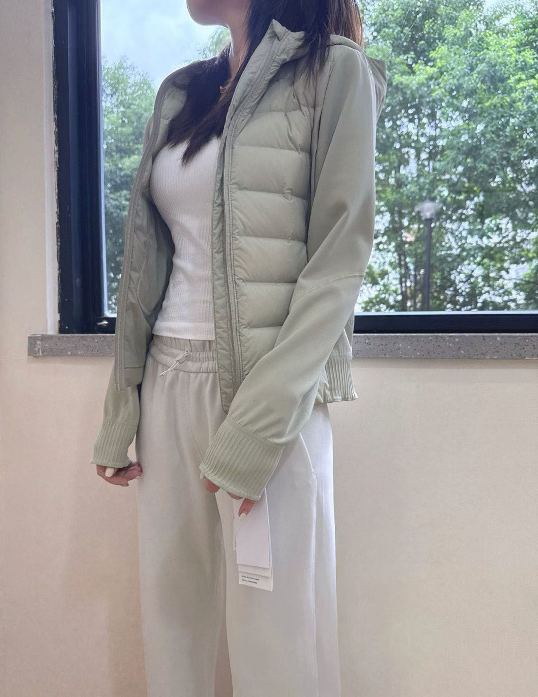 Lulu Same Style Lightweight Patchwork Down Jacket DownAndAround Hooded Slim Fit Sports Jacket Coat