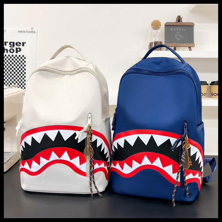 New Fashion Shark Backpack for Students, Large Capacity Outdoor Waterproof Lightweight Trendy Men's Backpack