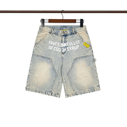 That's A Awful Lot of Cough Syrup Rhinestone Washed Denim Streetwear Pants