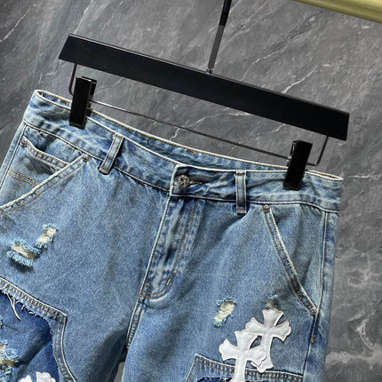 24ss Ch Heavy Industry Cross Patch Denim Shorts Couple Shorts