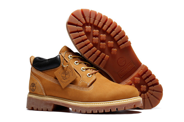 GMABCD Classic Yellow Boots Thick-Soled Martin Boots Men's Couple First Layer Cowhide Outdoor High-Top Boots