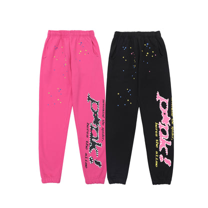Sp55der High Quality Spider Web Foam Letter Loose Men's and Women's Suits Pants