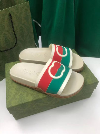 Summer Stripes Slippers Indoor and Outdoor Korean Style Couple Word Non-Slip Bathroom Home Fashion Trend