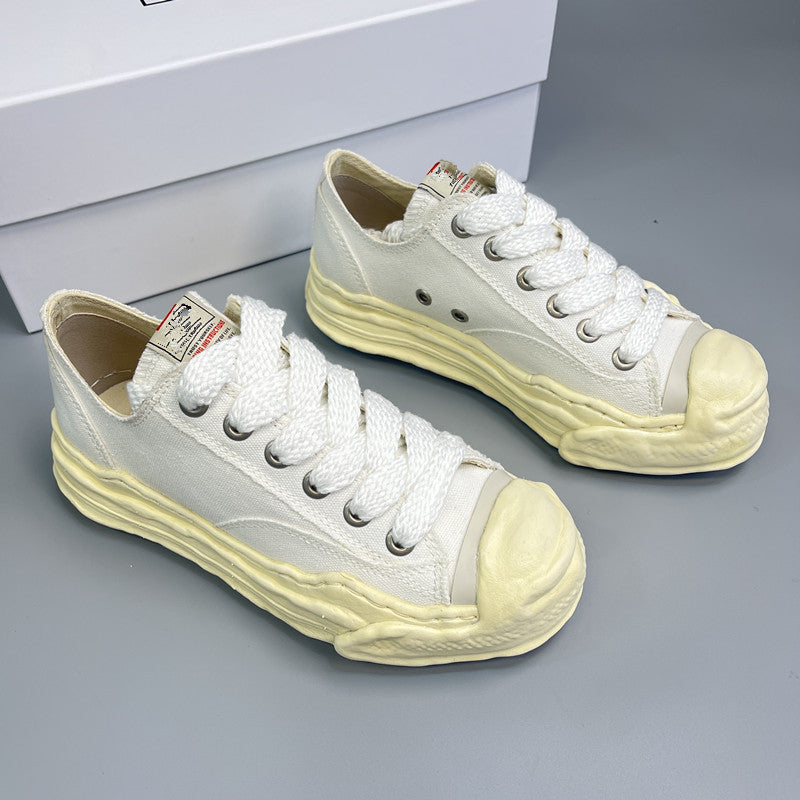 GMabcd Mmy Open Smile Dissolving Shoes Canvas Thick Sole Height Increasing Unisex Casual Sneakers