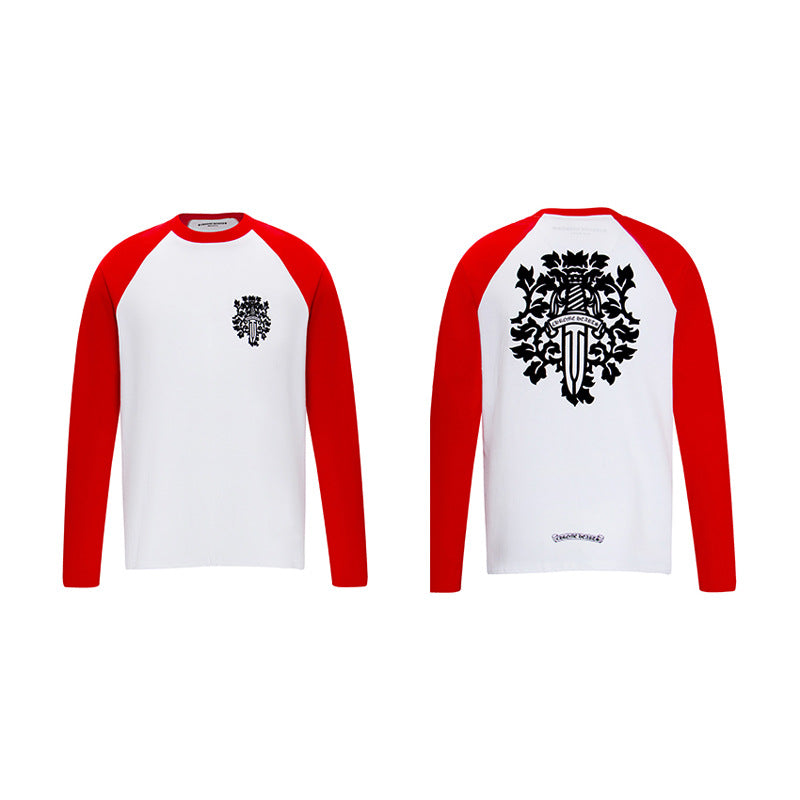 Ch Heart High-Quality Double Yarn Pure Cotton Unisex Printed Long Sleeve T-Shirt