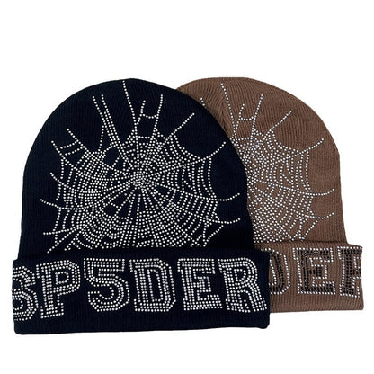 GMabcd Men and Women Couple Style Rhinestone Knitted Woolen Cold Hat All-match Hip-hop Hat