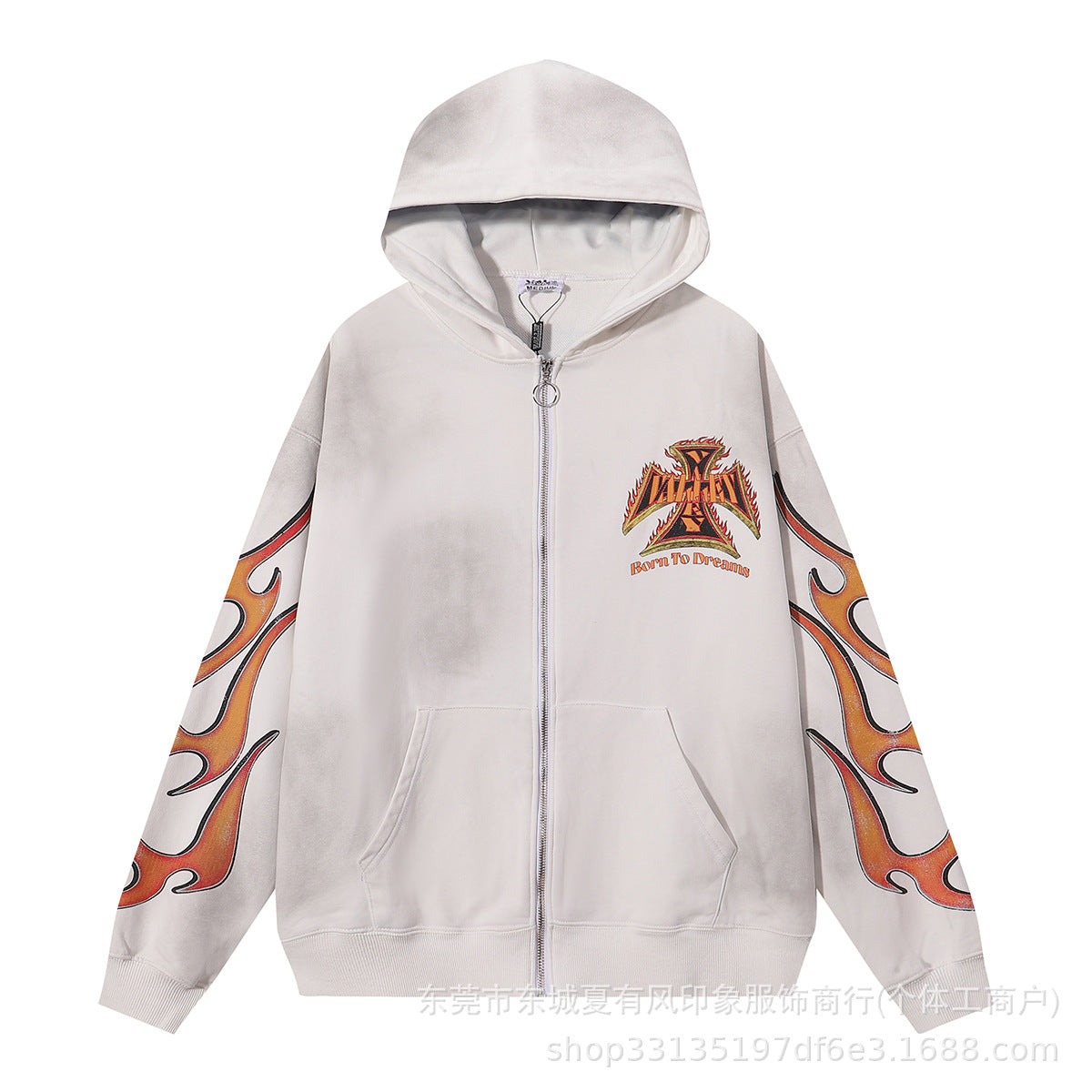 1996 Embroidered Logo Letter Zip-Up Loose-Fit Unisex Hooded Sweatshirt (Part 2)