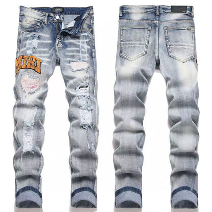 GMAM Heavy Craft Washed Distressed High Street Embroidered Unisex Jeans