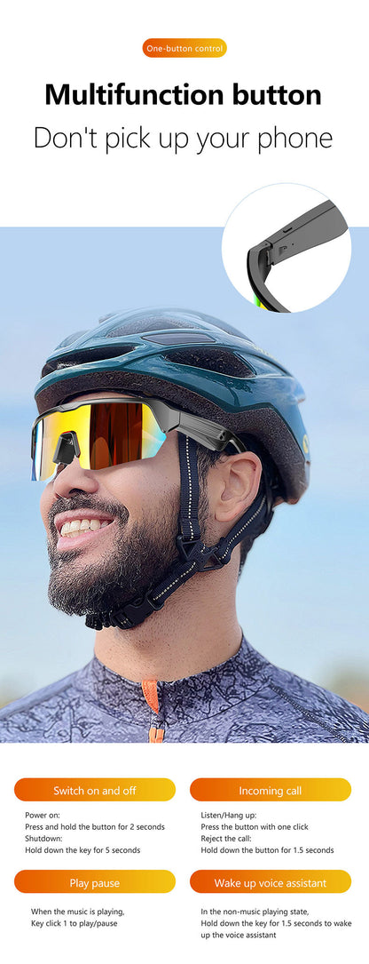Outdoor Sports Sunglasses Smart Glasses Fashionable Cycling Bluetooth Glasses for Listening to Music and Calling Unisex