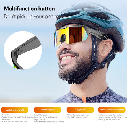 Outdoor Sports Sunglasses Smart Glasses Fashionable Cycling Bluetooth Glasses for Listening to Music and Calling Unisex