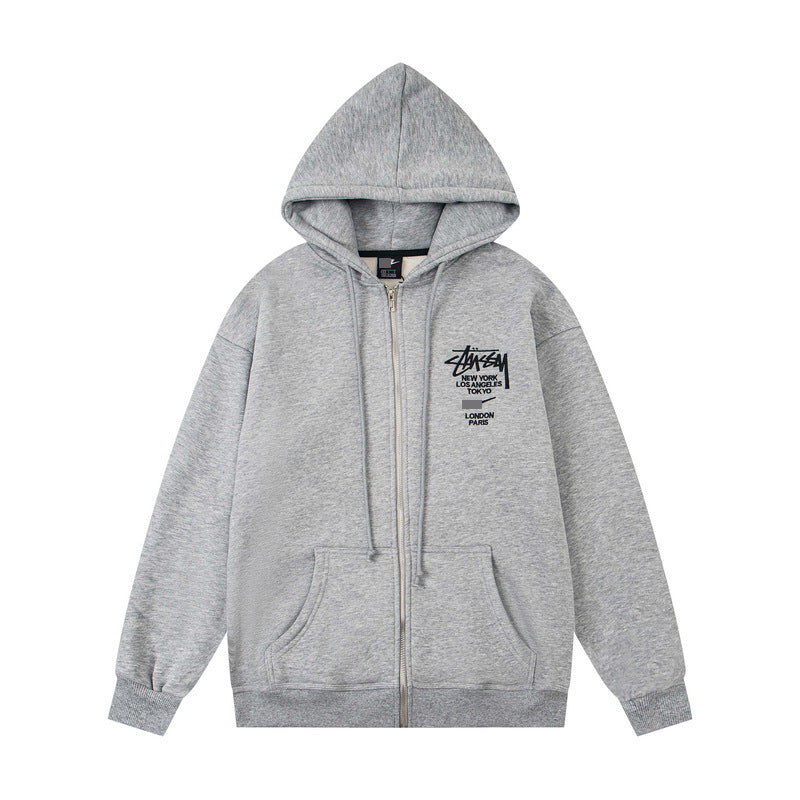 GMstuxN Letter Collaboration Hoodie Classic Letter Embroidery Hooded Sweatshirt Heavyweight Casual Jacket for Men