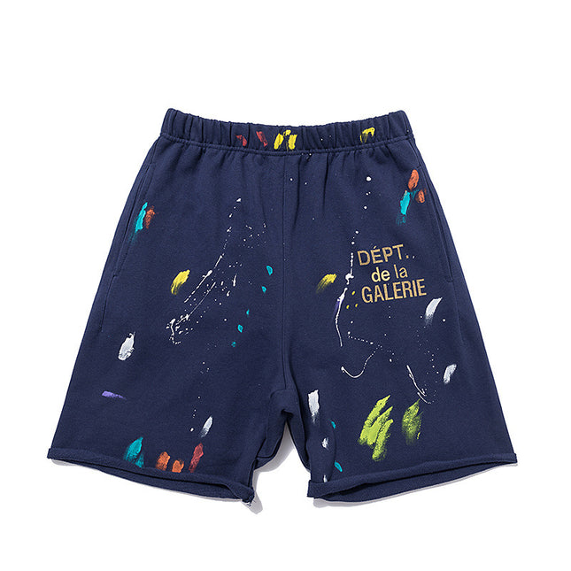 Ink Splash Graffiti Shorts for Men, Teenagers, European and American Trendy Brand, Casual Five-Point Shorts, Summer Workwear