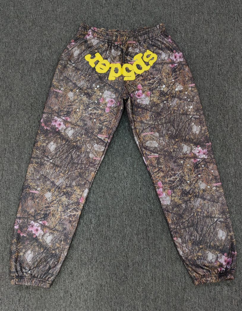 [Fleece Lined]Young Thug American Style Brand Sp5DER 555555 Spider Web Foam Print Casual Unisex Sweatpants