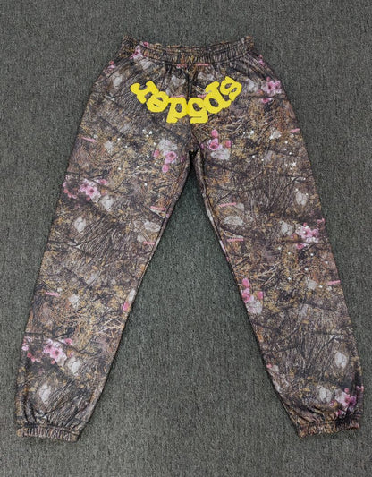 [Fleece Lined]Young Thug American Style Brand Sp5DER 555555 Spider Web Foam Print Casual Unisex Sweatpants