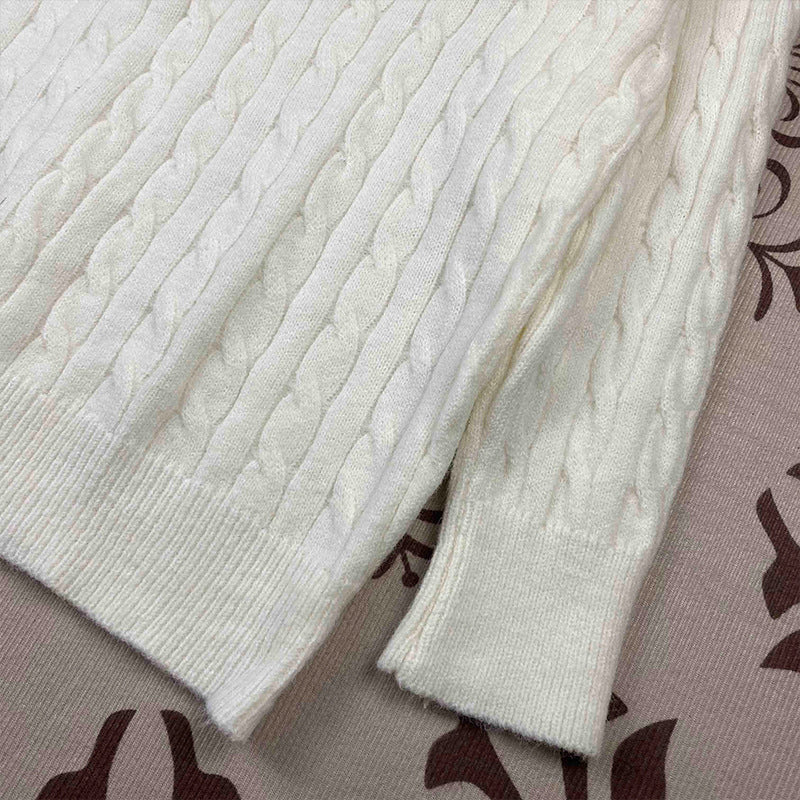 RL Sweater Women Embroidered Round Neck Knitwear Men Autumn Winter Warm Cable Couple