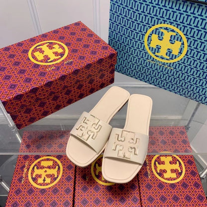 TB Wedge Sandals for Women Summer Outdoor New Fashion Square Toe Chunky Heel Casual One-Strap Slippers