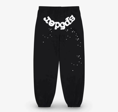 [Fleece Lined]Young Thug American Style Brand Sp5DER 555555 Spider Web Foam Print Casual Unisex Sweatpants
