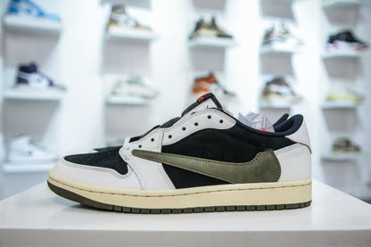 AJ1 Low-Top Basketball Shoes TS Collaboration Black Green Olive Couple Men Women Sports Sneakers