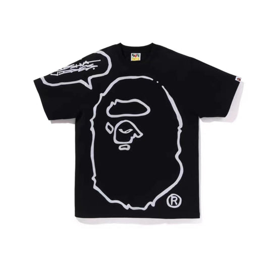Streetwear Brand Short Sleeve Men's Line Print Graffiti Street Hip Hop Loose Simple Pure Cotton T-Shirt Half Sleeve Shirt
