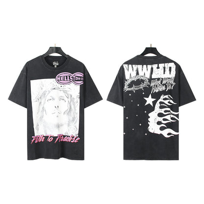 [1]TTY Summer Couples Wear plus Size Loose Pullover Short Sleeve T-shirt Youth Tee
