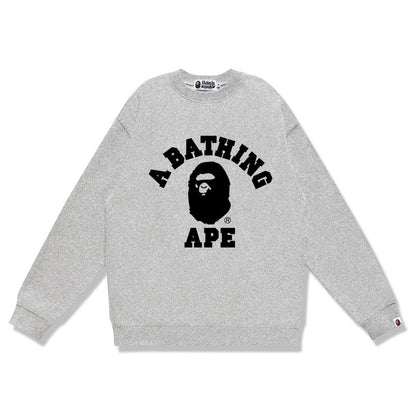 GMabcd Terry Sweatshirt for Men, Autumn and Winter Long Sleeve Letter Print Loose Round Neck Pullover Casual Top Trendy