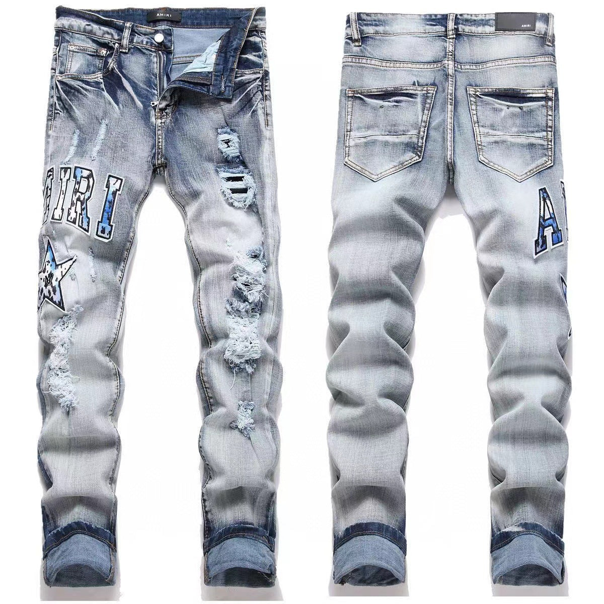 GMAM Heavy Craft Washed Distressed High Street Embroidered Unisex Jeans