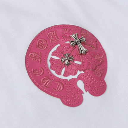2025 New CHRM Heart Cross Sanskrit Patch Print Embroidery Loose Short Sleeve for Men and Women