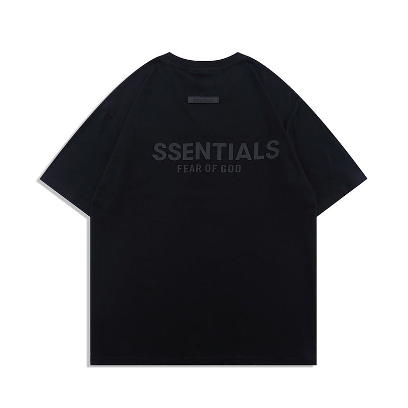 FAG2025 New Double Line Chest Silicone Letter GAD Trendy Loose High Street Short Sleeve T-Shirt for Men