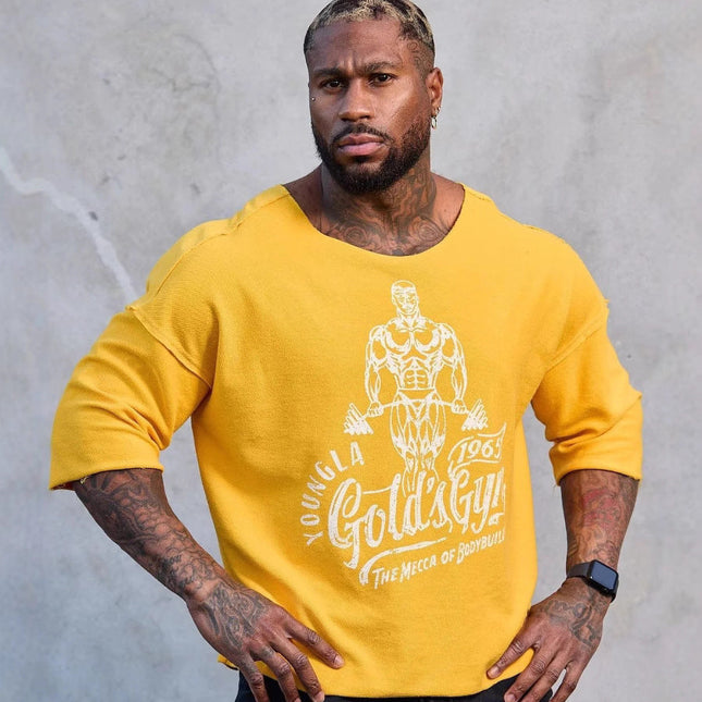 YOUN-GLA Collaboration GOLD'S Summer New Men's T-Shirt Jogger Sports Fitness Cotton Loose Short Sleeve
