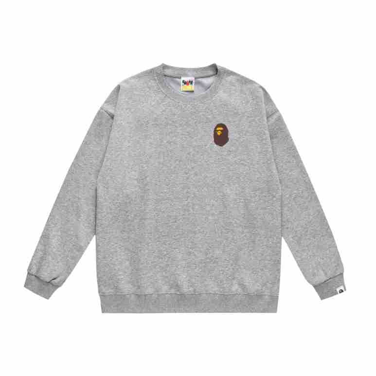 Terry Sweatshirt with Ape Man Letter Print, Unisex, Pure Cotton, Loose Fit, Thin, Crew Neck Pullover Top, Outerwear