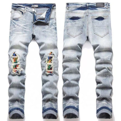 GMAM Heavy Craft Washed Distressed High Street Embroidered Unisex Jeans