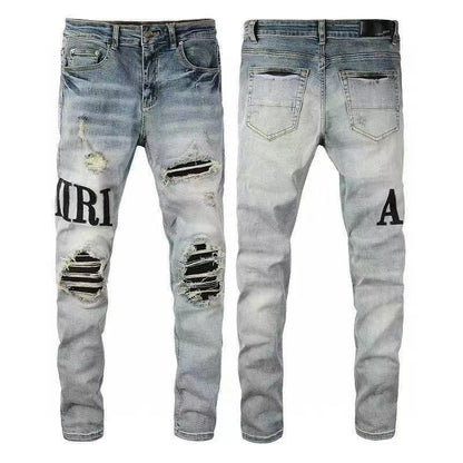 GMAM Heavy Craft Washed Distressed High Street Embroidered Unisex Jeans