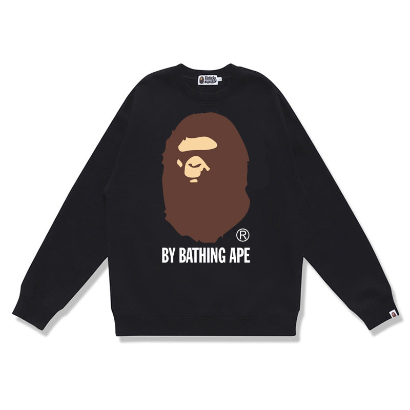 GMabcd Terry Sweatshirt for Men, Autumn and Winter Long Sleeve Letter Print Loose Round Neck Pullover Casual Top Trendy