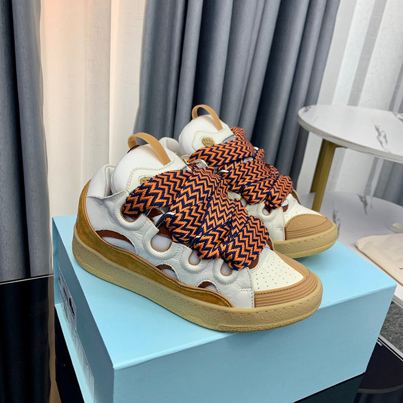 GMabcd Thick-Soled Lace-Up Dad Shoes Couple Training Shoes Casual Sneakers