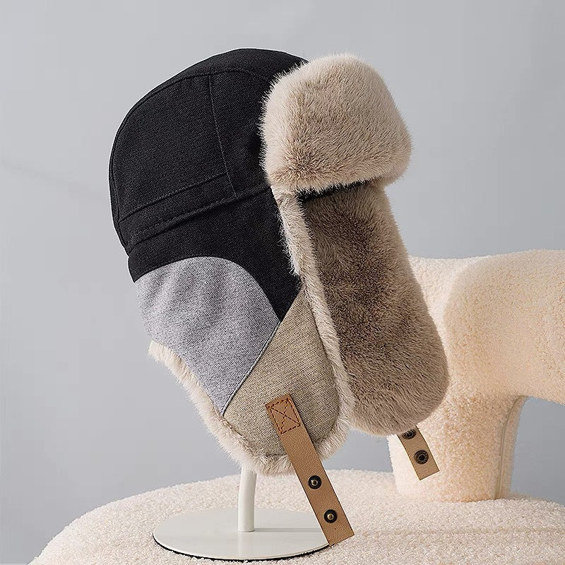 Ushanka Men and Women Riding Cold-Proof Autumn and Winter Fleece-lined Warm Riding Electric Car Windproof Earflaps Hat Cross-Border Foreign Trade