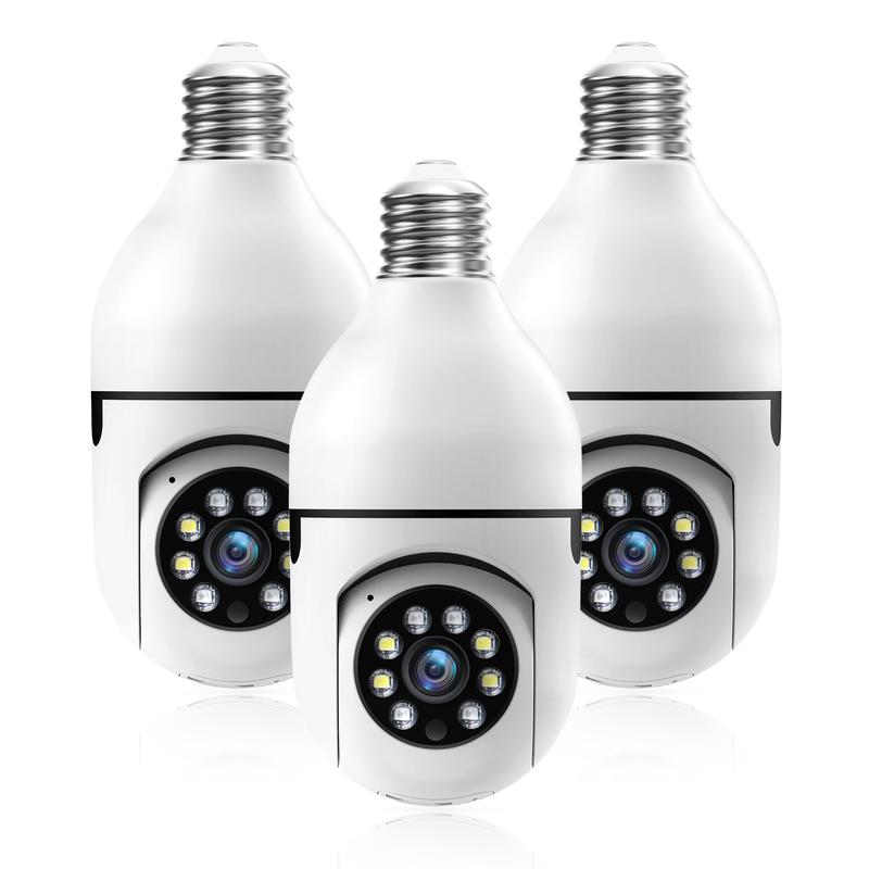 Light Bulb Security Camera with 3MP HD, Infrared Night Vision, Pan/Tilt, 2-Way Audio, Human Detection & Alexa Compatibility