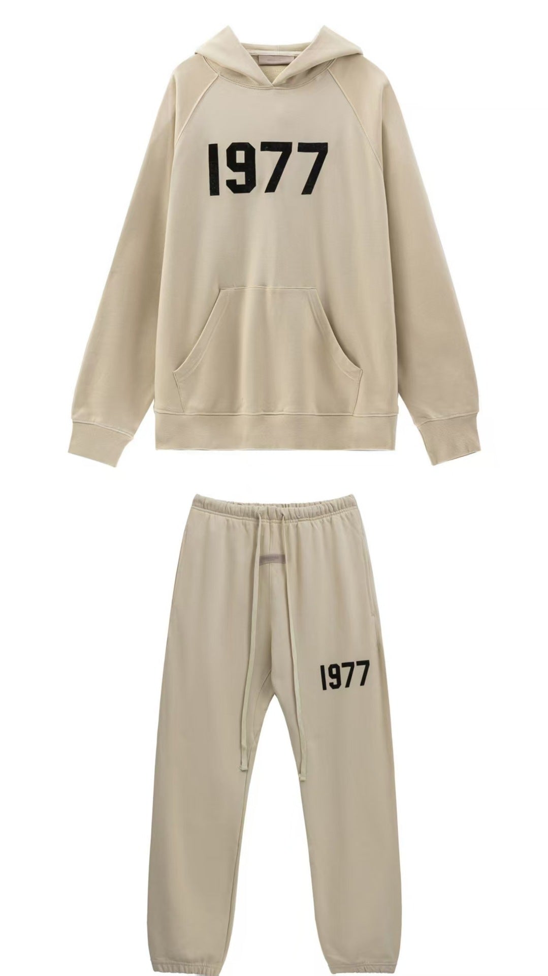 2025 New FOG 1977 Flocked Print Digital High Street European and American Style Sweatshirt Loose Casual Pants Unisex Set