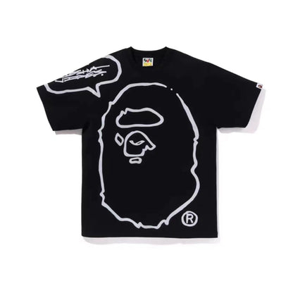 Streetwear Brand Short Sleeve Men's Line Print Graffiti Street Hip Hop Loose Simple Pure Cotton T-Shirt Half Sleeve Shirt