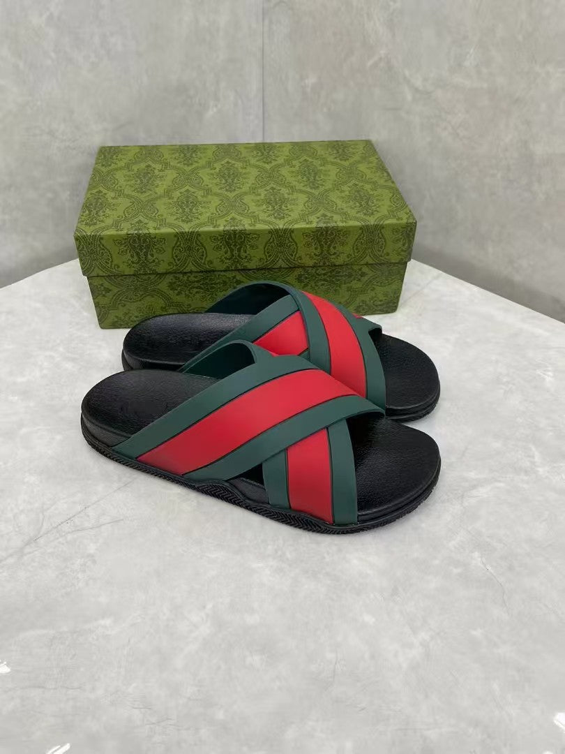 Summer Stripes Slippers Indoor and Outdoor Korean Style Couple Word Non-Slip Bathroom Home Fashion Trend